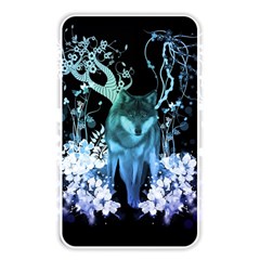 Amazing Wolf With Flowers, Blue Colors Memory Card Reader by FantasyWorld7