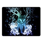 Amazing Wolf With Flowers, Blue Colors Double Sided Fleece Blanket (Small)  45 x34  Blanket Front