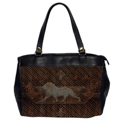 Wonderful Steampunk Lion With Floral Elements Office Handbags (2 Sides) 