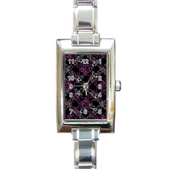 Dark Intersecting Lace Pattern Rectangle Italian Charm Watch by dflcprints