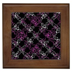 Dark Intersecting Lace Pattern Framed Tiles by dflcprints