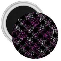 Dark Intersecting Lace Pattern 3  Magnets by dflcprints