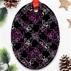 Dark Intersecting Lace Pattern Ornament (oval) by dflcprints