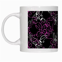 Dark Intersecting Lace Pattern White Mugs by dflcprints