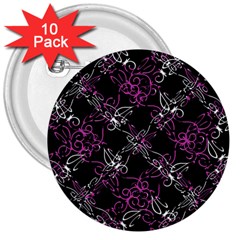 Dark Intersecting Lace Pattern 3  Buttons (10 Pack)  by dflcprints