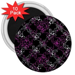 Dark Intersecting Lace Pattern 3  Magnets (10 Pack)  by dflcprints