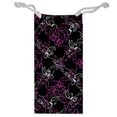 Dark Intersecting Lace Pattern Jewelry Bag by dflcprints