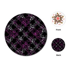 Dark Intersecting Lace Pattern Playing Cards (round)  by dflcprints