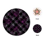 Dark Intersecting Lace Pattern Playing Cards (Round)  Front