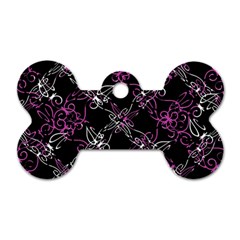 Dark Intersecting Lace Pattern Dog Tag Bone (two Sides) by dflcprints