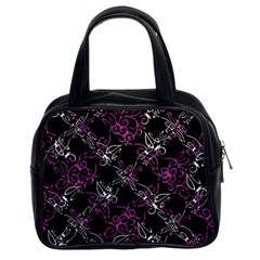 Dark Intersecting Lace Pattern Classic Handbags (2 Sides) by dflcprints