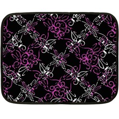 Dark Intersecting Lace Pattern Fleece Blanket (mini) by dflcprints