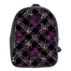 Dark Intersecting Lace Pattern School Bag (large) by dflcprints