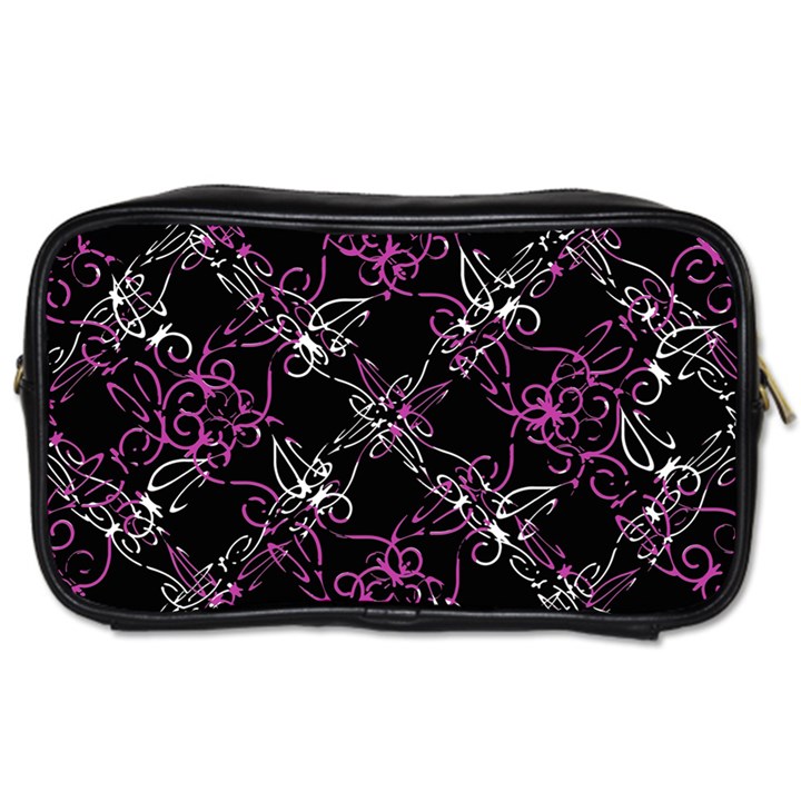 Dark Intersecting Lace Pattern Toiletries Bags