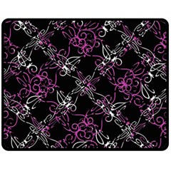 Dark Intersecting Lace Pattern Fleece Blanket (medium)  by dflcprints