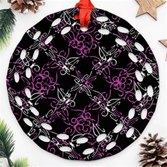 Dark Intersecting Lace Pattern Ornament (round Filigree) by dflcprints