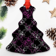 Dark Intersecting Lace Pattern Ornament (christmas Tree)  by dflcprints