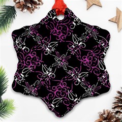 Dark Intersecting Lace Pattern Snowflake Ornament (two Sides) by dflcprints