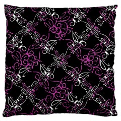 Dark Intersecting Lace Pattern Large Cushion Case (one Side) by dflcprints