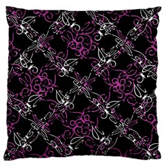 Dark Intersecting Lace Pattern Large Flano Cushion Case (two Sides) by dflcprints