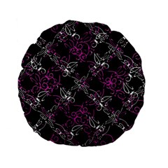 Dark Intersecting Lace Pattern Standard 15  Premium Flano Round Cushions by dflcprints