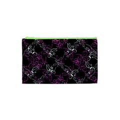 Dark Intersecting Lace Pattern Cosmetic Bag (xs)