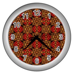 Colorful Ornate Pattern Design Wall Clocks (silver)  by dflcprints