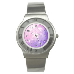 Beautiful Rose, Soft Violet Colors Stainless Steel Watch by FantasyWorld7