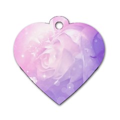 Beautiful Rose, Soft Violet Colors Dog Tag Heart (two Sides) by FantasyWorld7