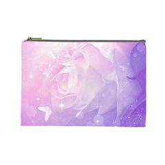 Beautiful Rose, Soft Violet Colors Cosmetic Bag (large)  by FantasyWorld7