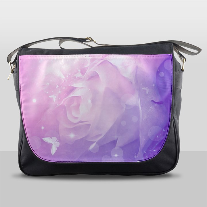 Beautiful Rose, Soft Violet Colors Messenger Bags