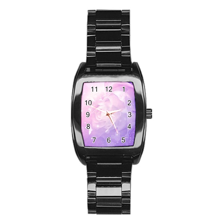 Beautiful Rose, Soft Violet Colors Stainless Steel Barrel Watch