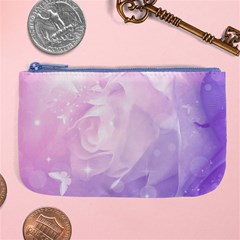 Beautiful Rose, Soft Violet Colors Large Coin Purse by FantasyWorld7