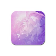 Beautiful Rose, Soft Violet Colors Rubber Square Coaster (4 Pack)  by FantasyWorld7