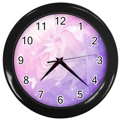 Beautiful Rose, Soft Violet Colors Wall Clocks (black)