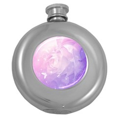 Beautiful Rose, Soft Violet Colors Round Hip Flask (5 Oz) by FantasyWorld7