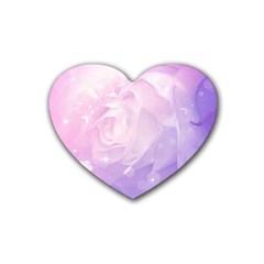 Beautiful Rose, Soft Violet Colors Rubber Coaster (heart)  by FantasyWorld7