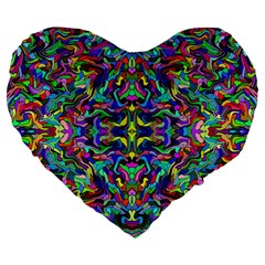 Colorful-17 Large 19  Premium Heart Shape Cushions by ArtworkByPatrick