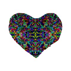 Colorful-17 Standard 16  Premium Flano Heart Shape Cushions by ArtworkByPatrick