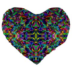 Colorful-17 Large 19  Premium Flano Heart Shape Cushions by ArtworkByPatrick