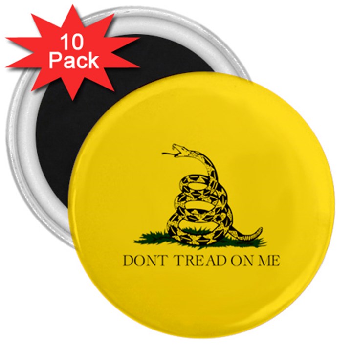 Gadsden Flag Don t tread on me 3  Magnets (10 pack) 