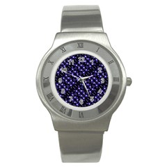 Dark Galaxy Stripes Pattern Stainless Steel Watch by dflcprints