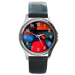 3d And Abstract Round Metal Watch