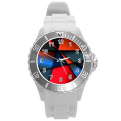 3d And Abstract Round Plastic Sport Watch (L)