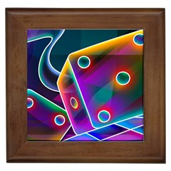 3d Cube Dice Neon Framed Tiles by Sapixe