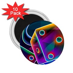 3d Cube Dice Neon 2 25  Magnets (10 Pack)  by Sapixe