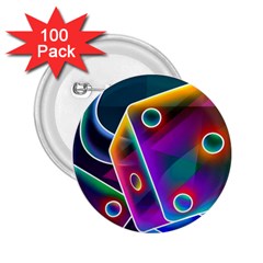 3d Cube Dice Neon 2 25  Buttons (100 Pack)  by Sapixe