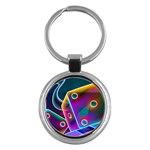 3d Cube Dice Neon Key Chains (Round)  Front