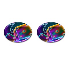 3d Cube Dice Neon Cufflinks (oval) by Sapixe