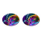 3d Cube Dice Neon Cufflinks (Oval) Front(Pair)